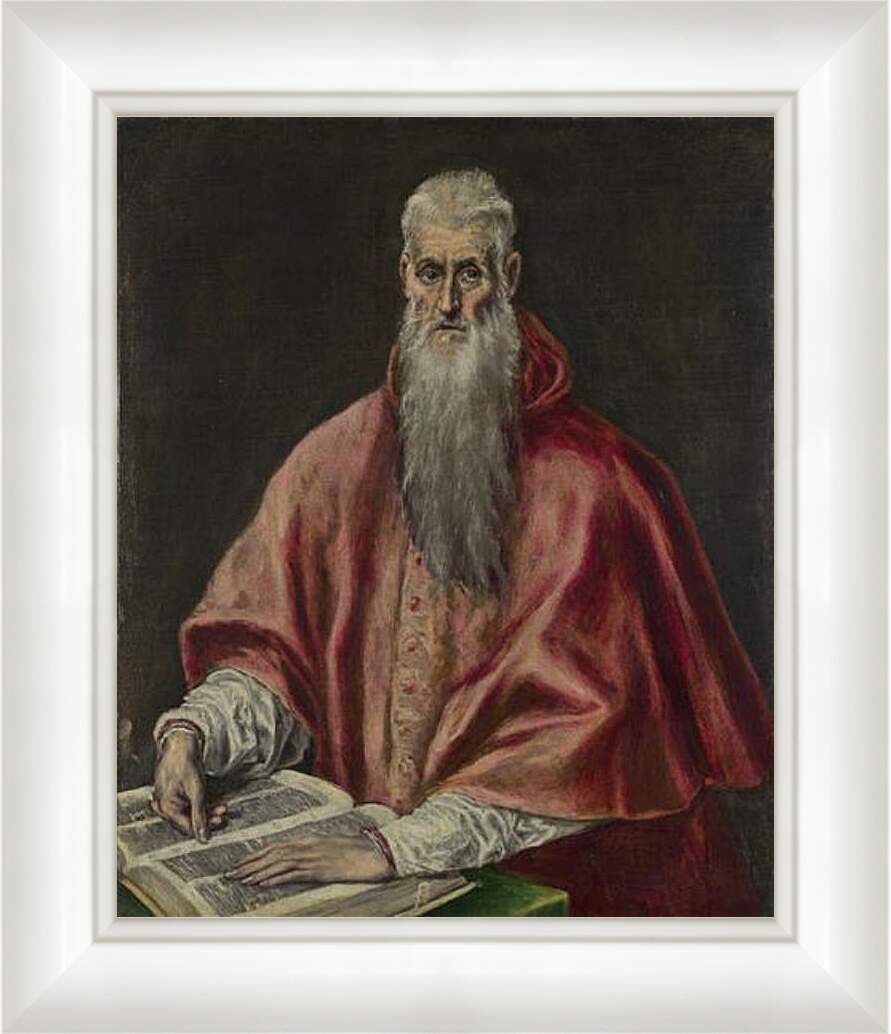 Картина в раме - Saint Jerome as Cardinal. Эль Греко