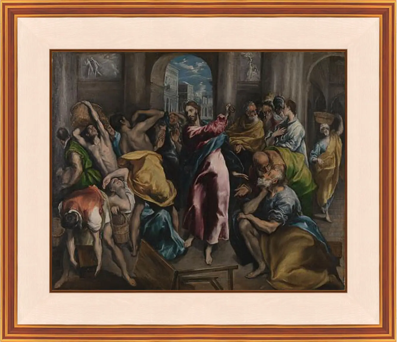 Картина в раме - Christ driving the Traders from the Temple. Эль Греко