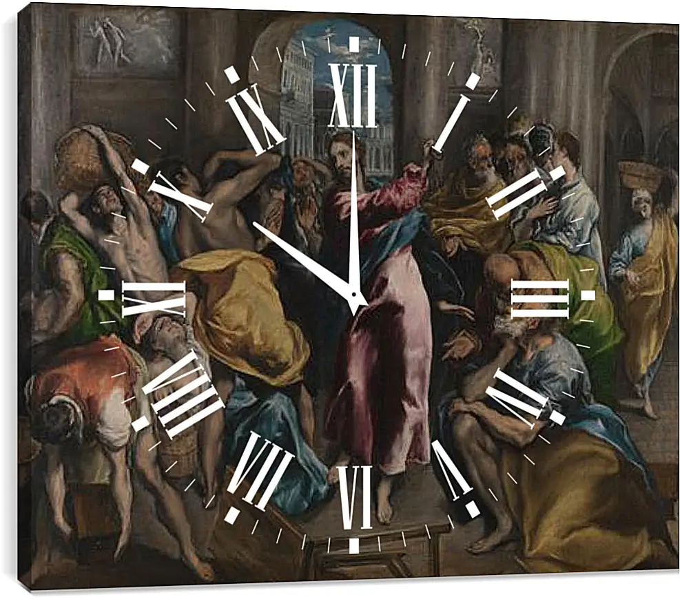 Часы картина - Christ driving the Traders from the Temple. Эль Греко