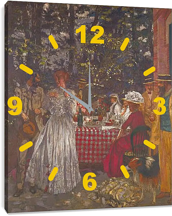 Часы картина - The Terrace at Vasouy, the Lunch. Эдуар Вюйар