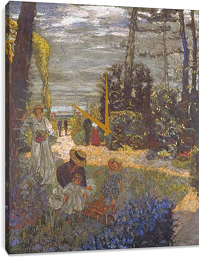 Часы картина - The Terrace at Vasouy, the Garden. Эдуар Вюйар