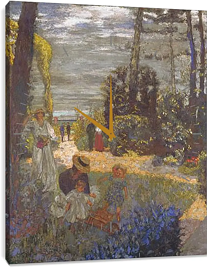 Часы картина - The Terrace at Vasouy, the Garden. Эдуар Вюйар