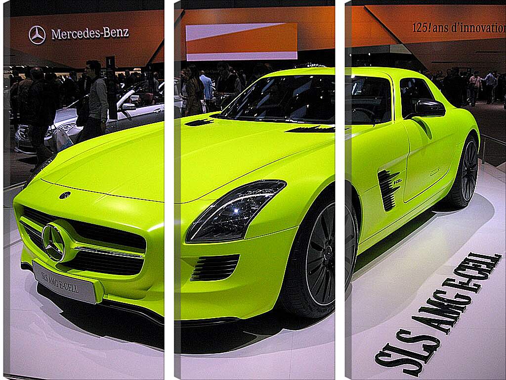 Модульная картина - Зеленый Mercedes SLS AMG (Мерседес чайка)