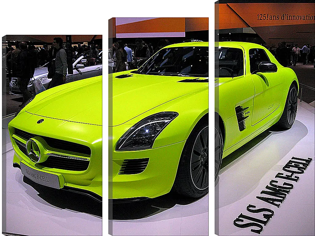 Модульная картина - Зеленый Mercedes SLS AMG (Мерседес чайка)