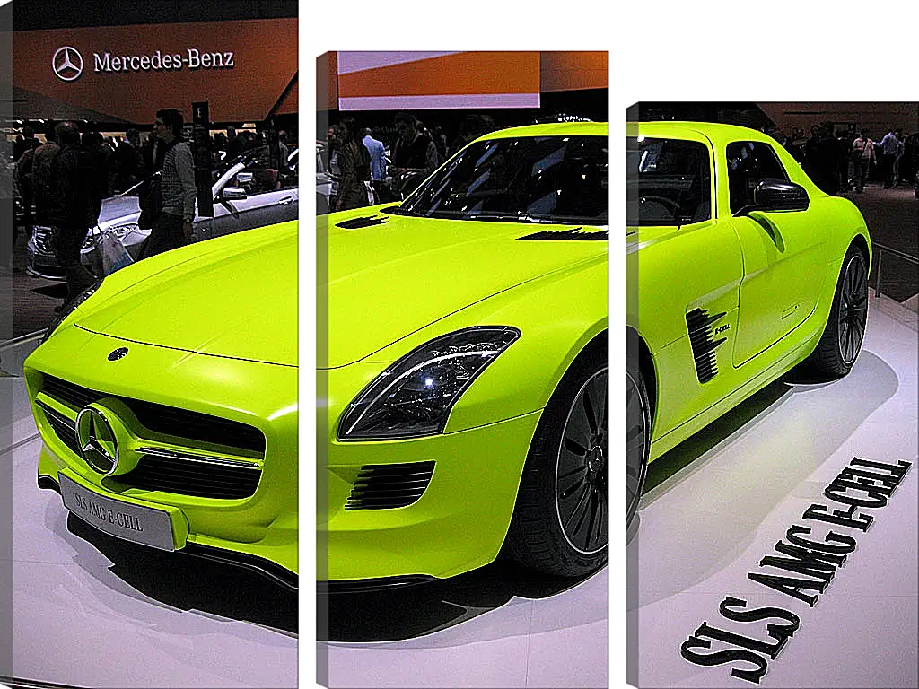 Модульная картина - Зеленый Mercedes SLS AMG (Мерседес чайка)