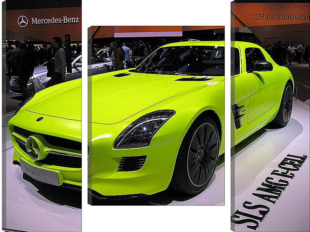 Модульная картина - Зеленый Mercedes SLS AMG (Мерседес чайка)