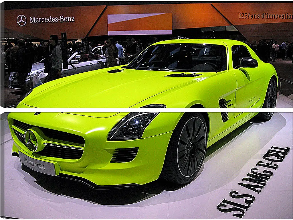 Модульная картина - Зеленый Mercedes SLS AMG (Мерседес чайка)