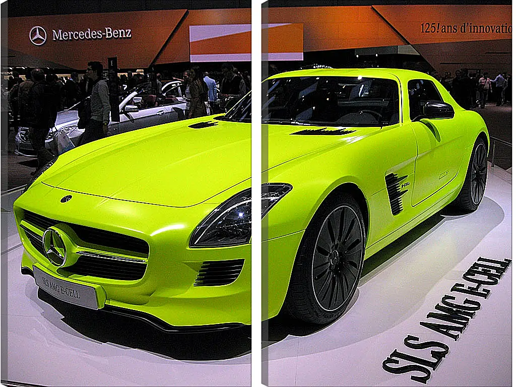 Модульная картина - Зеленый Mercedes SLS AMG (Мерседес чайка)