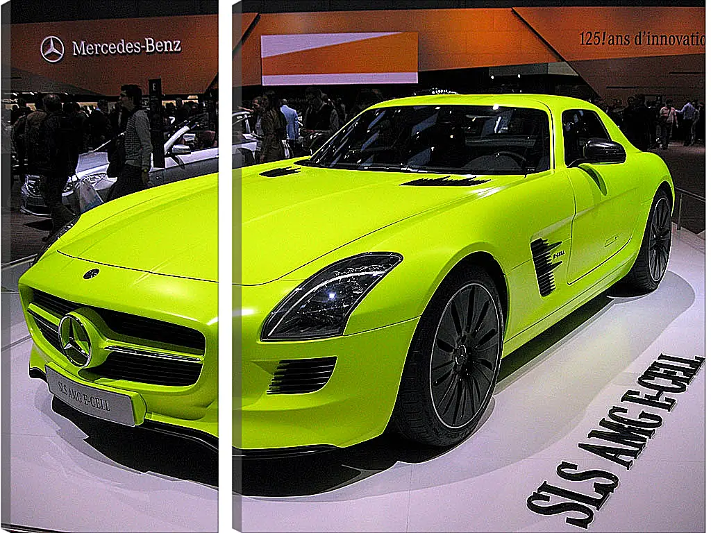 Модульная картина - Зеленый Mercedes SLS AMG (Мерседес чайка)