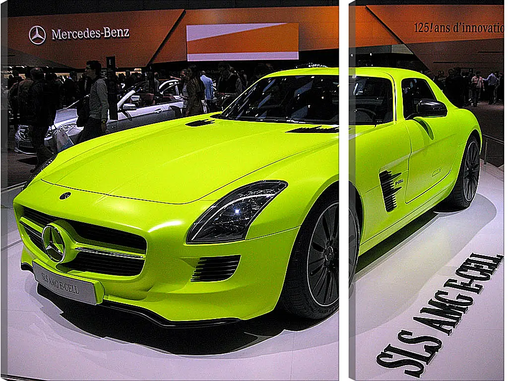 Модульная картина - Зеленый Mercedes SLS AMG (Мерседес чайка)