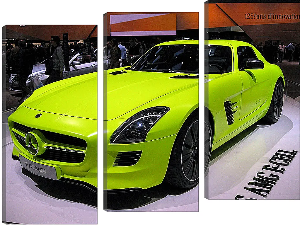 Модульная картина - Зеленый Mercedes SLS AMG (Мерседес чайка)