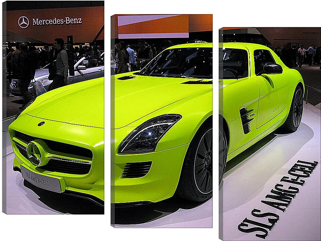 Модульная картина - Зеленый Mercedes SLS AMG (Мерседес чайка)