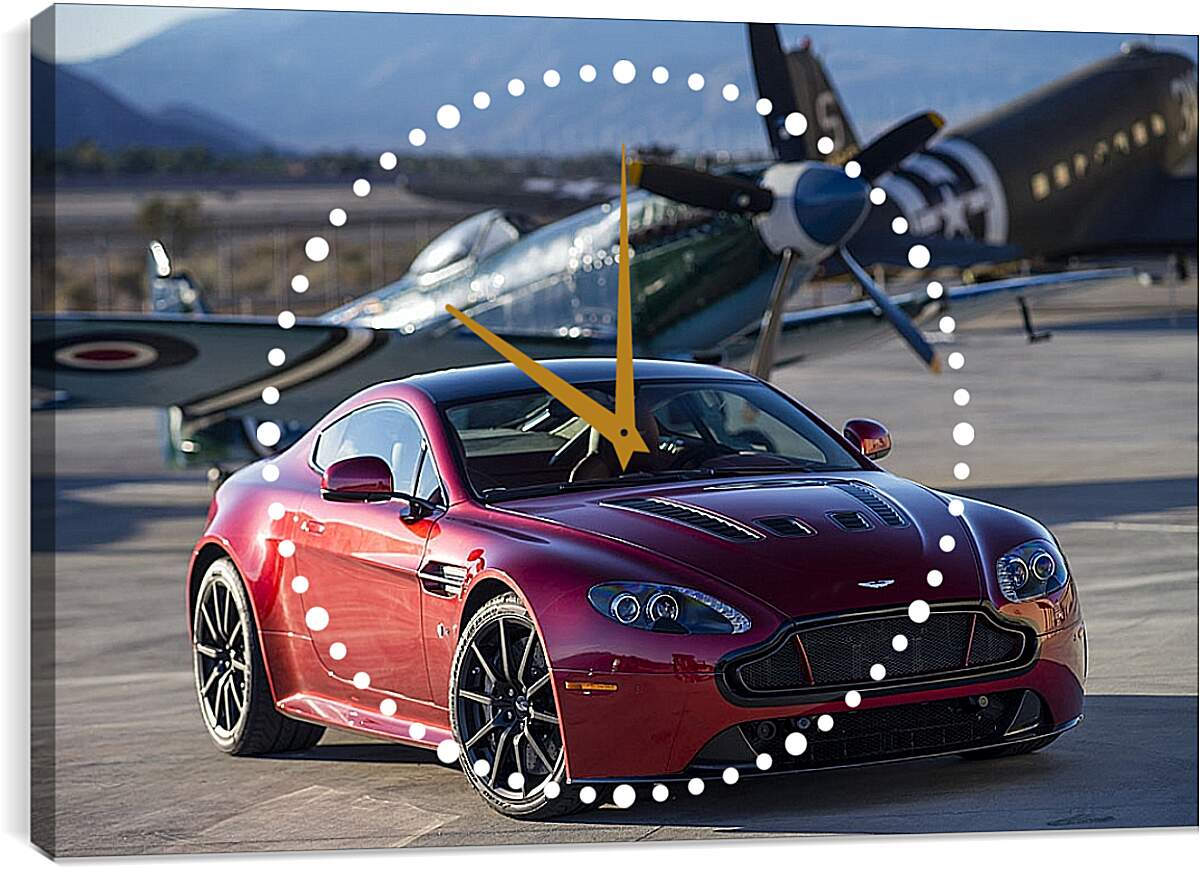 Часы картина - Aston Martin и самолет