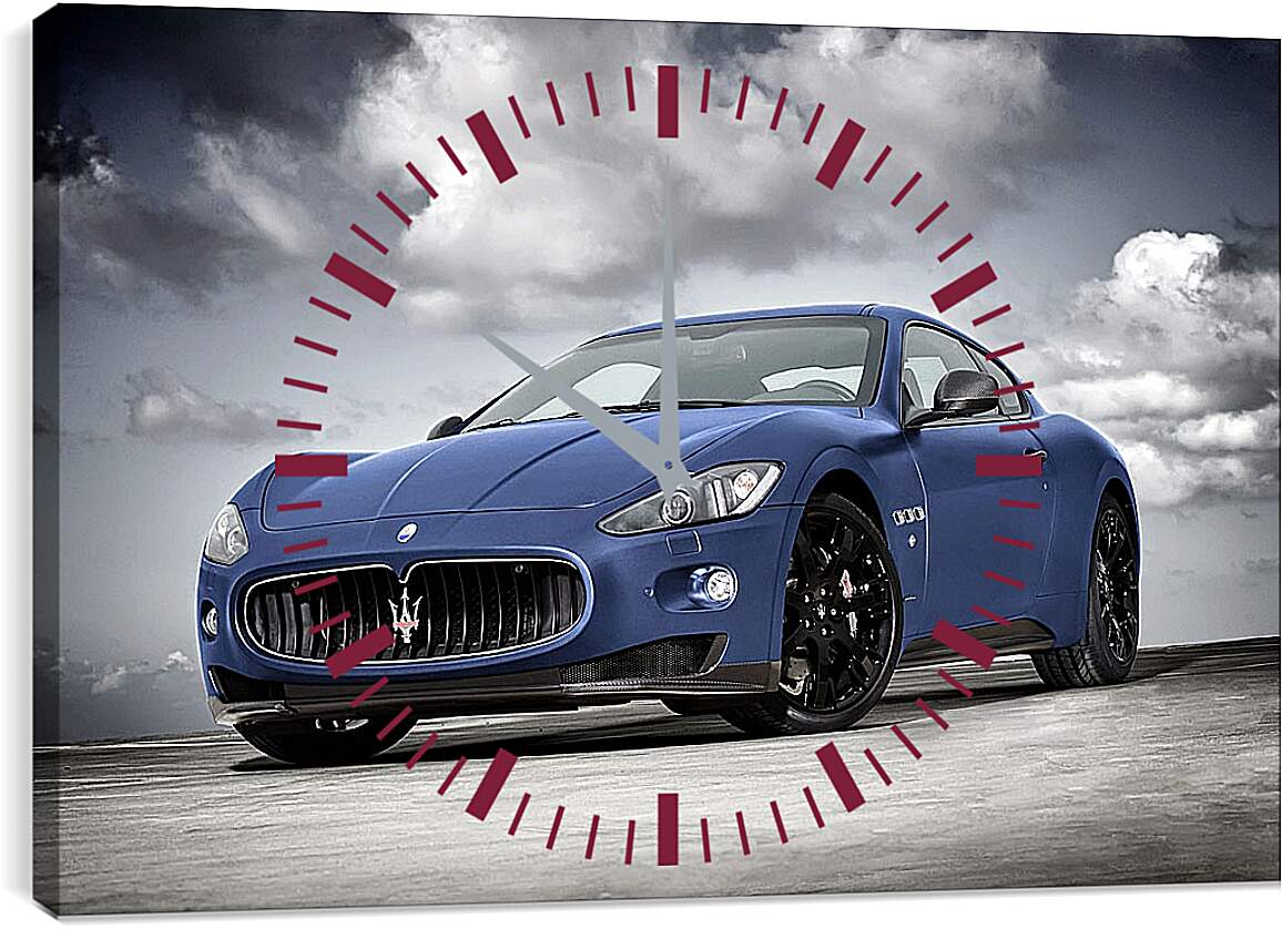 Часы картина - Синий Мазерати (Maserati)