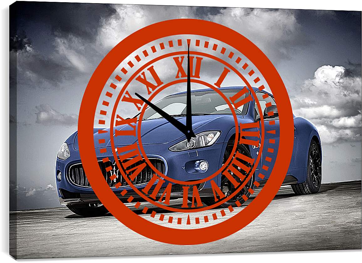 Часы картина - Синий Мазерати (Maserati)
