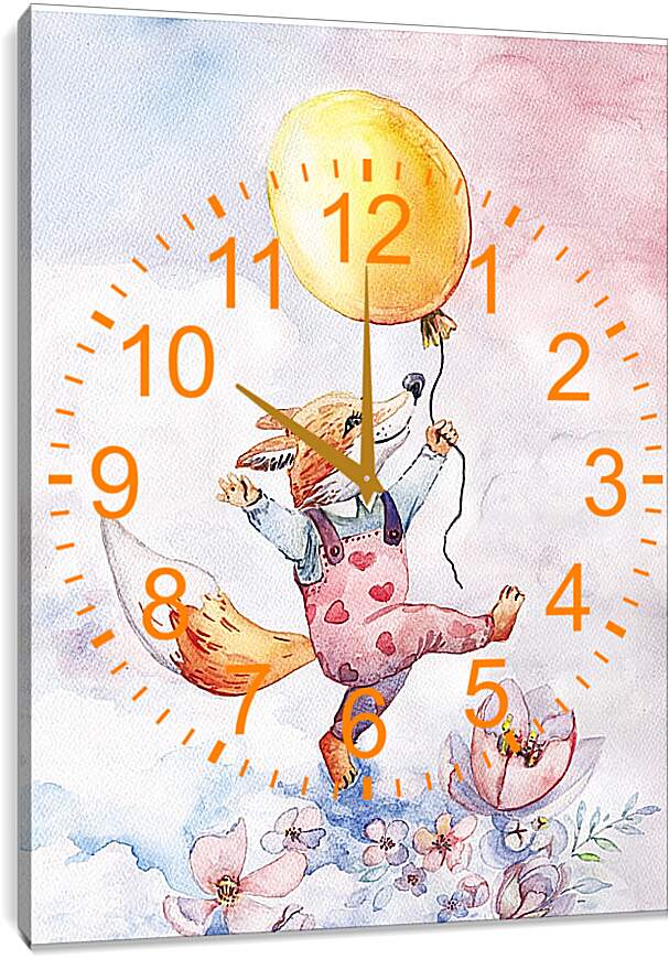 Часы картина - Акварельная лисичка-03-04
