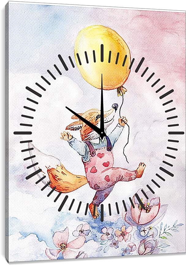 Часы картина - Акварельная лисичка-03-04