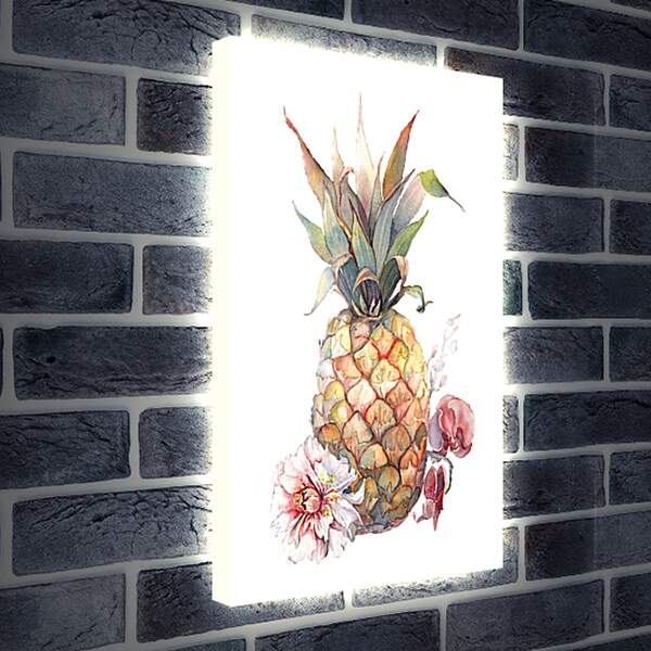 Лайтбокс световая панель - Ананас и тропические цветы