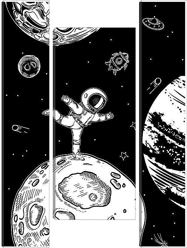 Модульная картина - Астронавт и космос