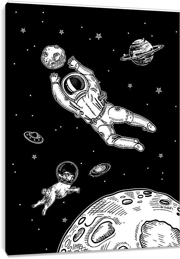 Постер и плакат - Астронавт и собака в космосе