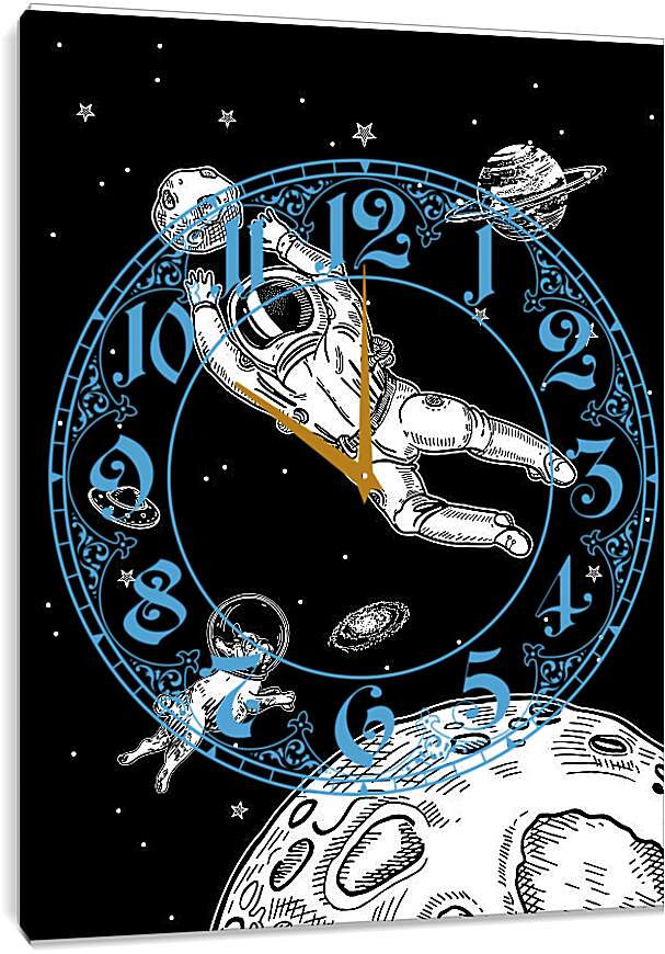 Часы картина - Астронавт и собака в космосе