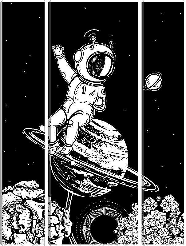 Модульная картина - Астронавт и фантастическая планета