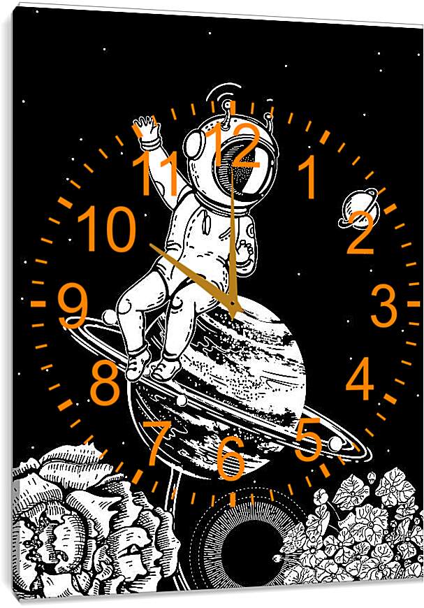 Часы картина - Астронавт и фантастическая планета