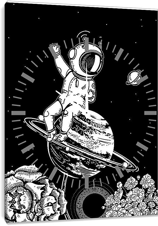 Часы картина - Астронавт и фантастическая планета