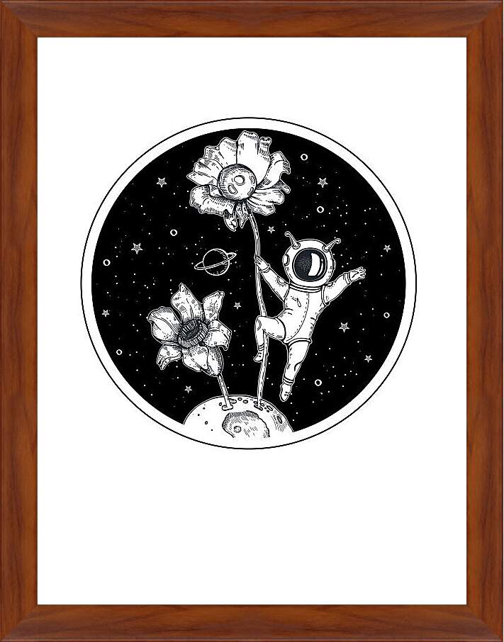 Картина в раме - Астронавт и цветок