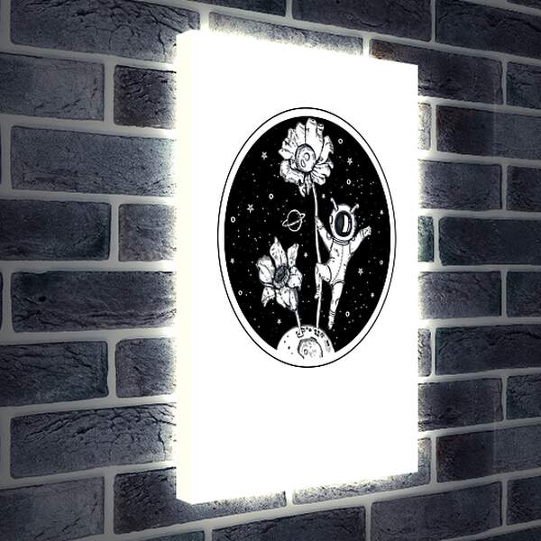 Лайтбокс световая панель - Астронавт и цветок