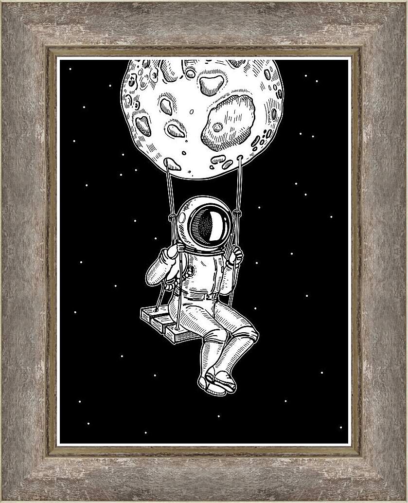 Картина в раме - Астронавт на качелях