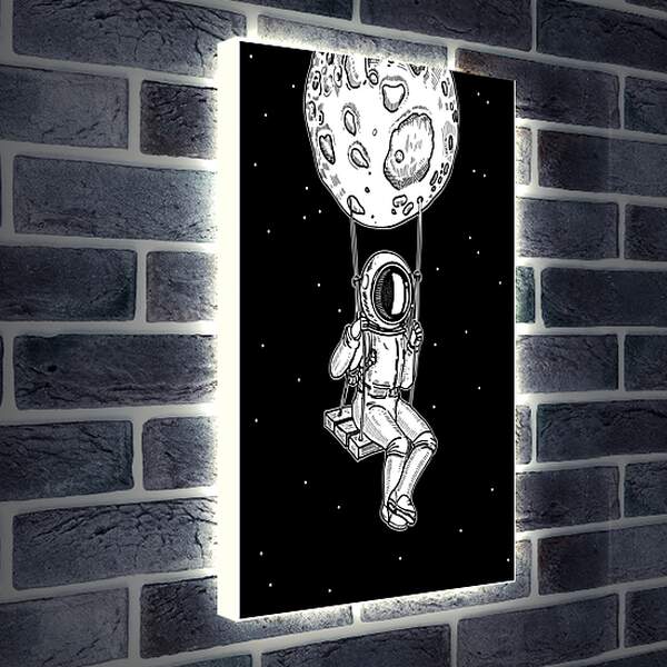 Лайтбокс световая панель - Астронавт на качелях