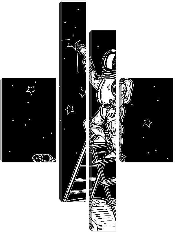 Модульная картина - Астронавт рисует звезды