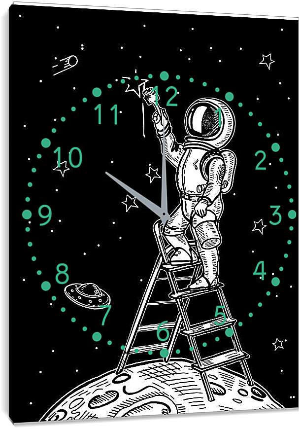 Часы картина - Астронавт рисует звезды