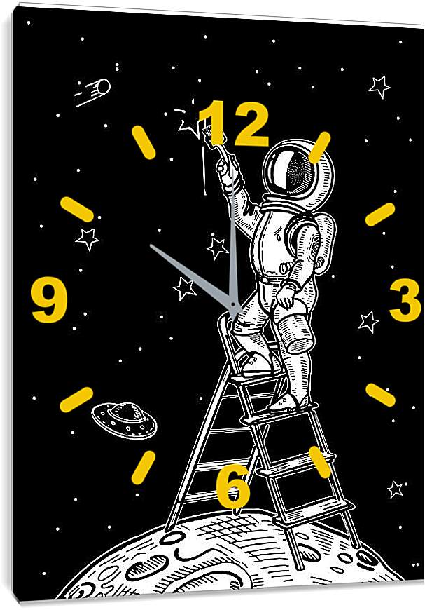 Часы картина - Астронавт рисует звезды