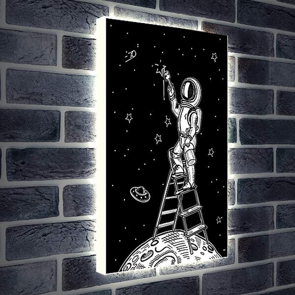 Лайтбокс световая панель - Астронавт рисует звезды