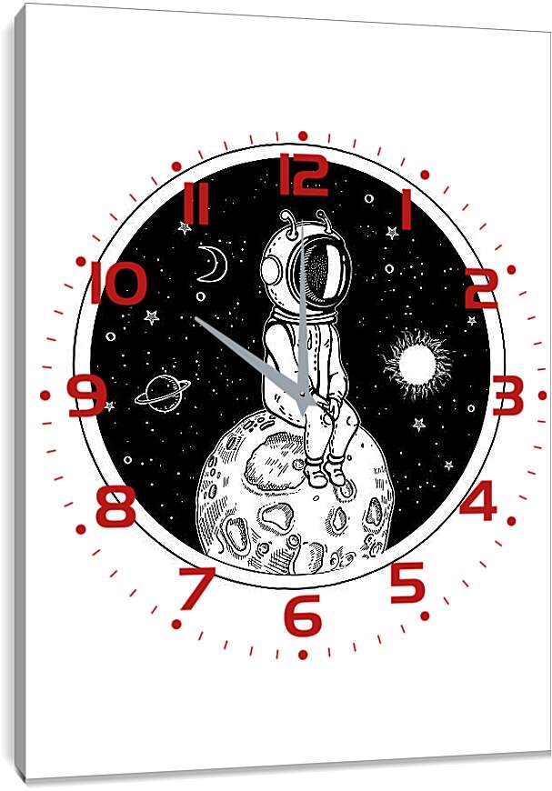 Часы картина - Астронавт сидит на маленькой планете