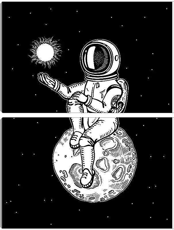 Модульная картина - Астронавт сидит на планете