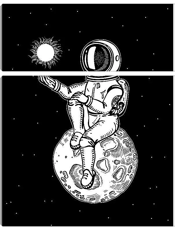 Модульная картина - Астронавт сидит на планете