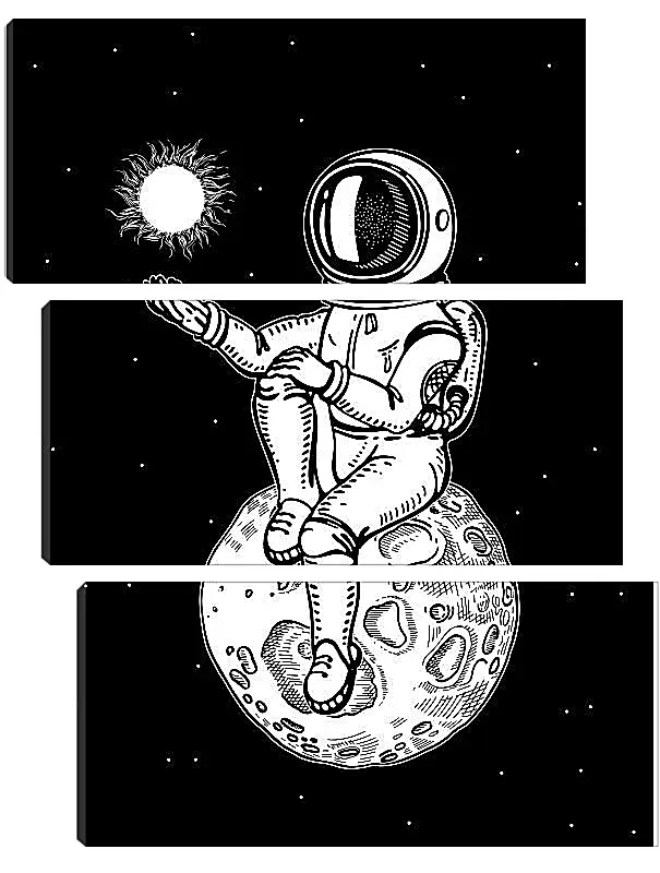 Модульная картина - Астронавт сидит на планете