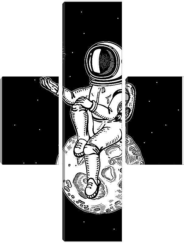 Модульная картина - Астронавт сидит на планете