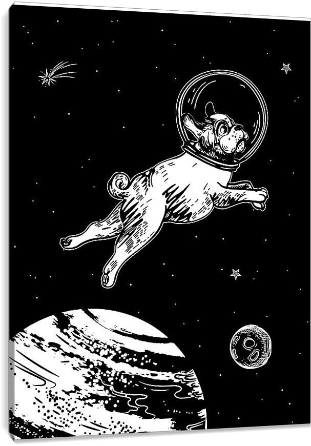 Постер и плакат - Астронавт-мопс летает в космосе