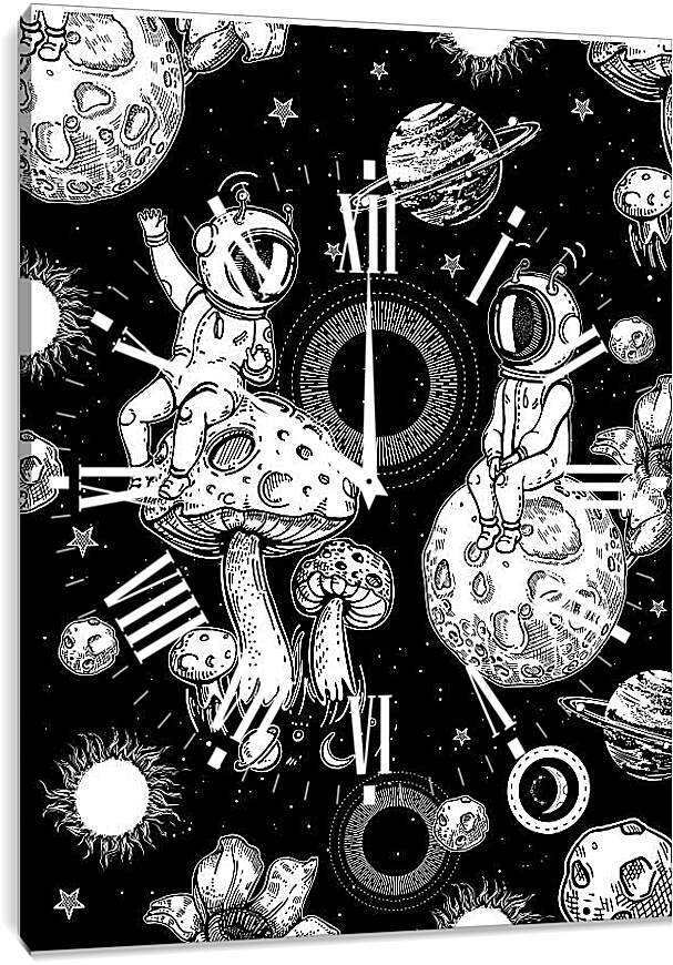Часы картина - Астронавты в космосе