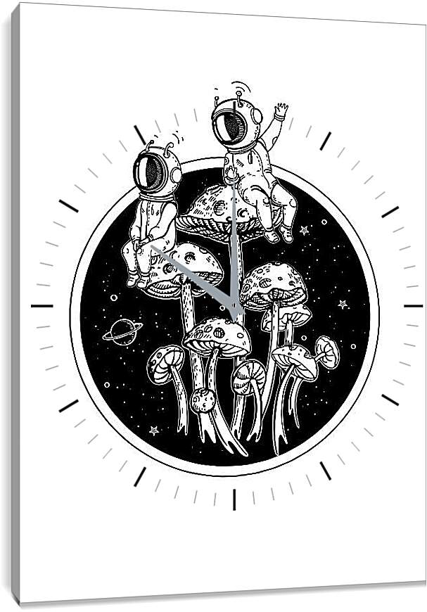 Часы картина - Астронавты и фантазийные планеты