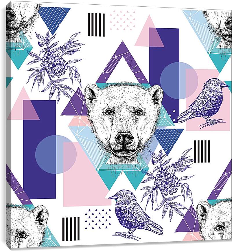 Постер и плакат - Белый медведь на абстрактном фоне