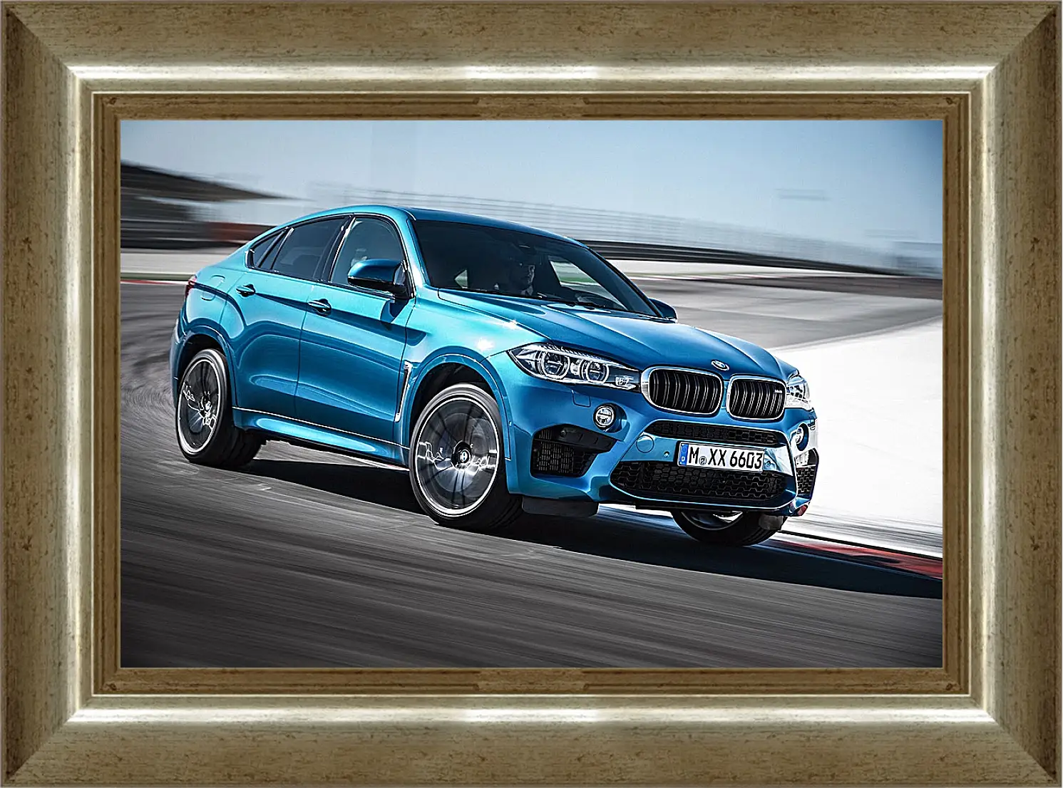 Картина в раме - BMW X6 синий