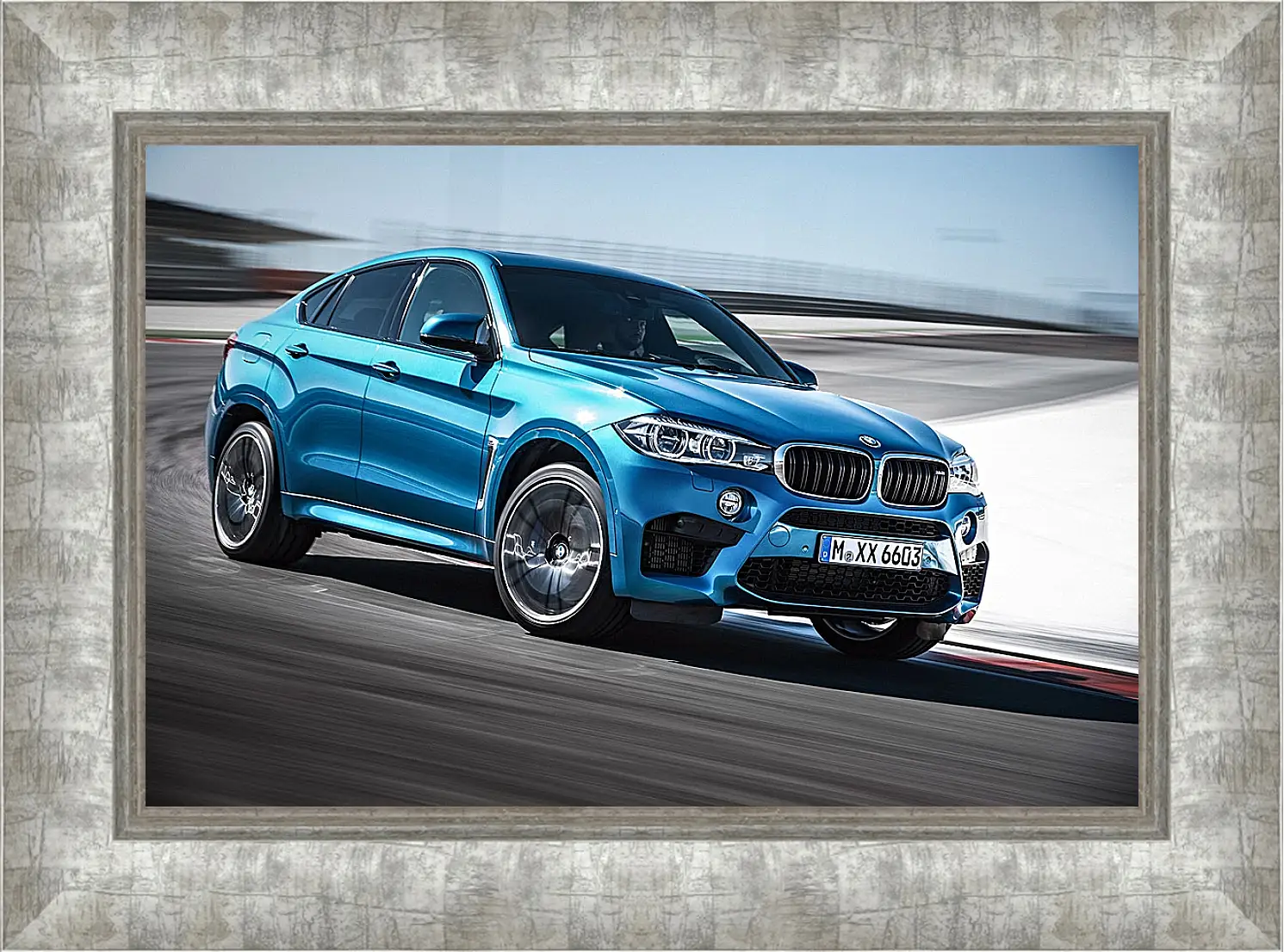 Картина в раме - BMW X6 синий