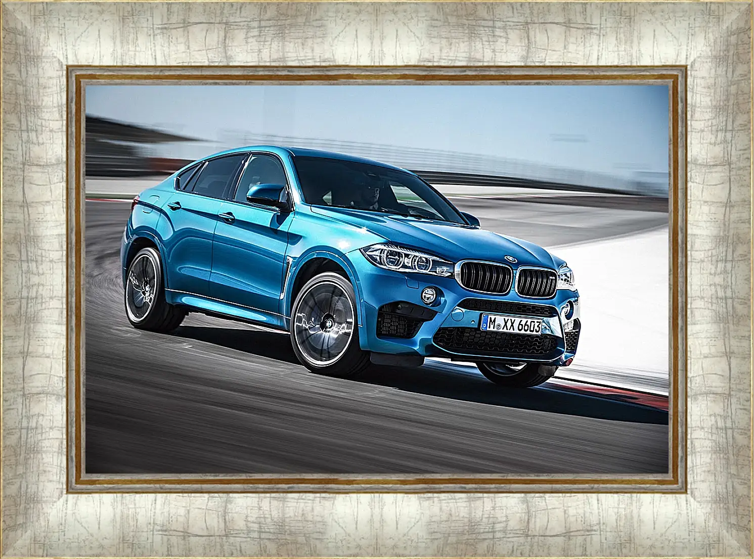 Картина в раме - BMW X6 синий