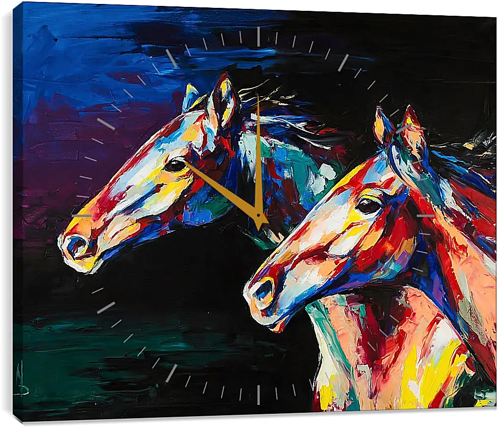 Часы картина - Horses. Mari Dein