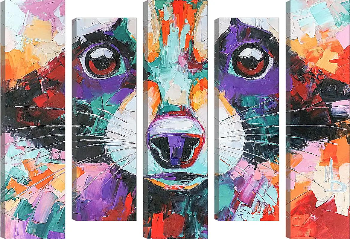 Модульная картина - Raccoon. Mari Dein